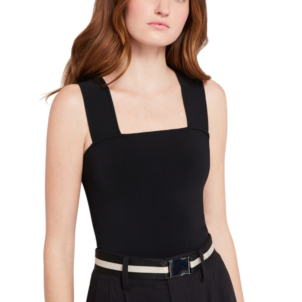 ALICE + OLIVIA RASHIDA SQUARE NECK CROPPED TANK